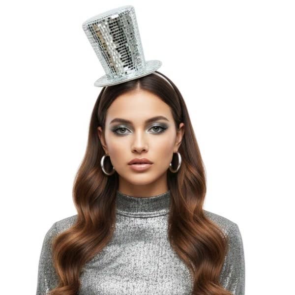 Silver Mirror Mini Top Hat Headband