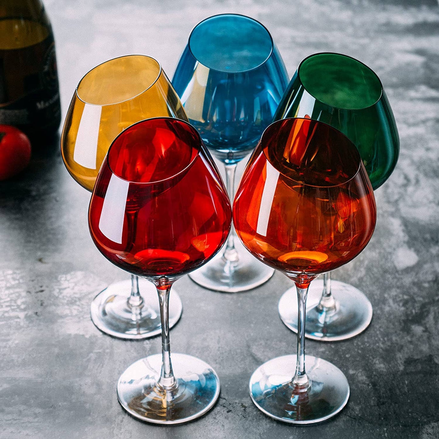 Slant Rim 20oz Colored Wine Glasses Assorted Colour