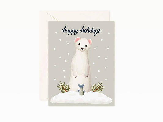 Weasel Happy Holidays Christmas Card