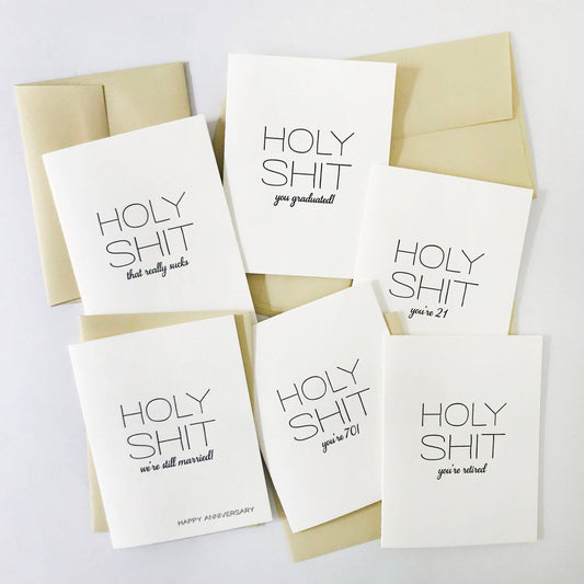 Holy Shit 70 - Letterpress Birthday Greeting Card