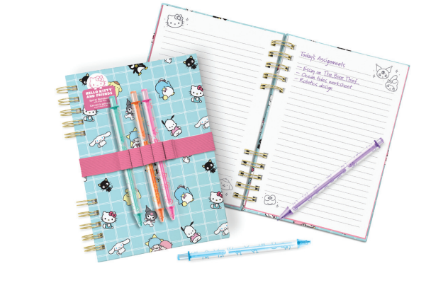 Hello Kitty and Friends Blue Grid Harper Notebook & Pen Set