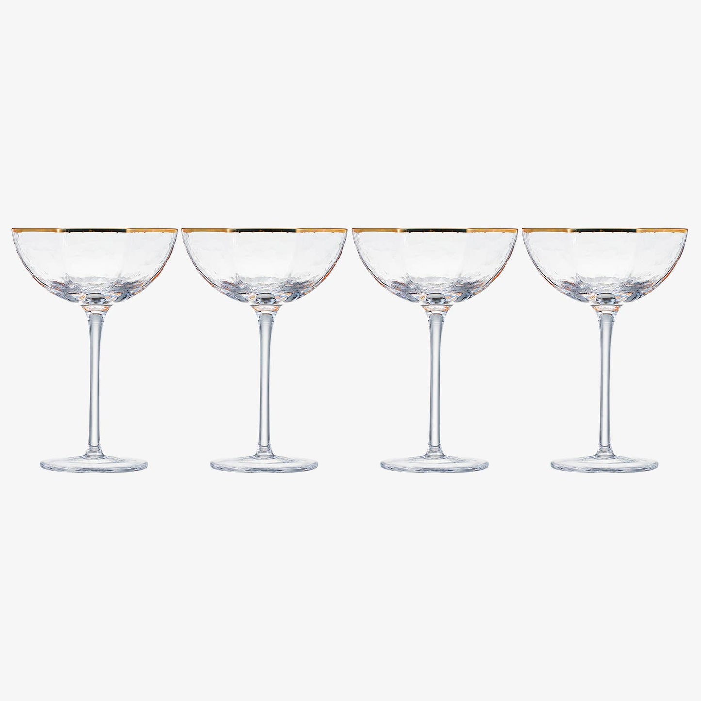 Crystal Coupe Gold Rim Hexagonal Angled | Set of 4 | 6oz