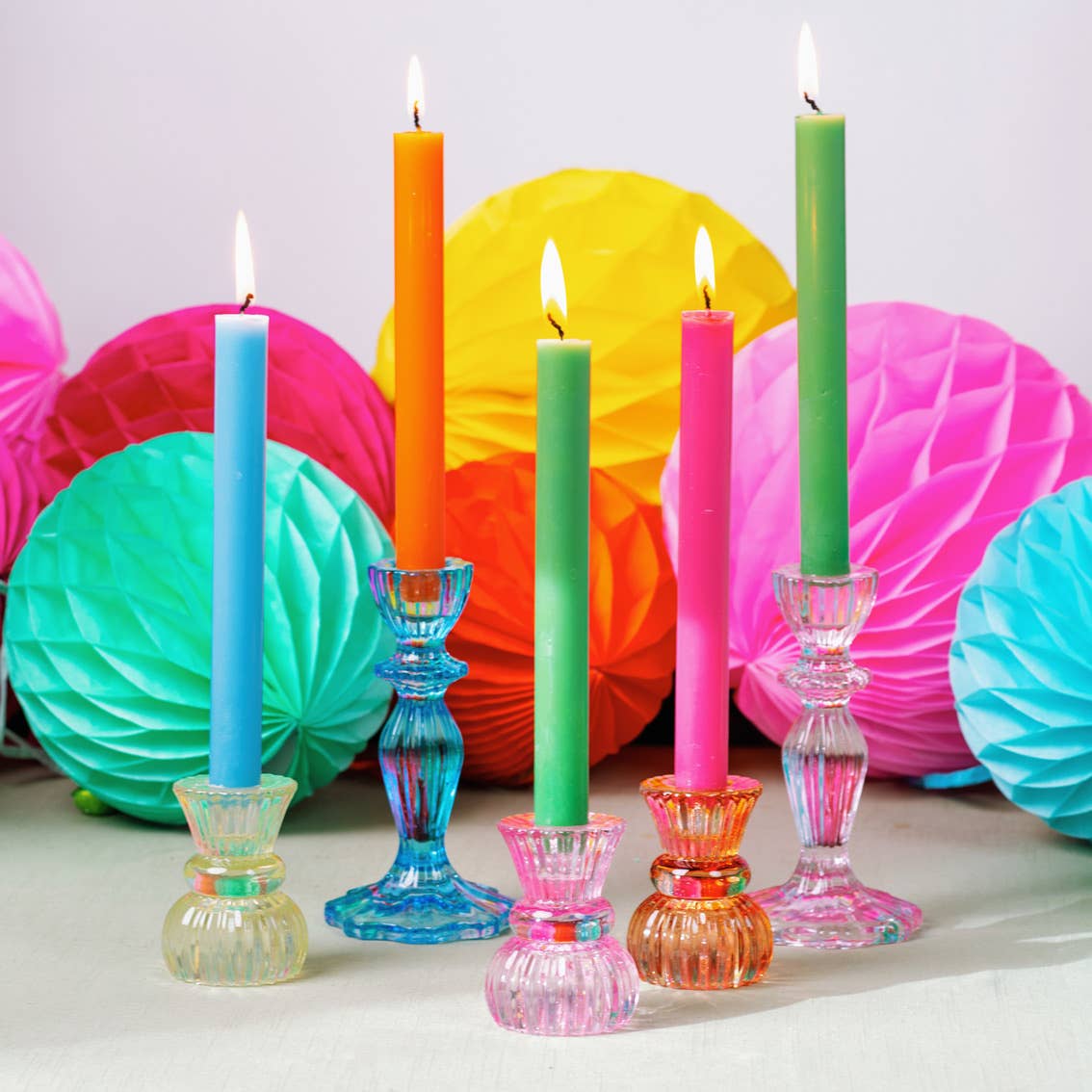 Small Glass Candle Holders Assorted Colour