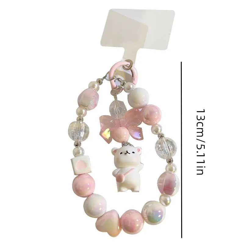 Bear Tender Bow Beads String Chain Pendant Short Pendant Keychain