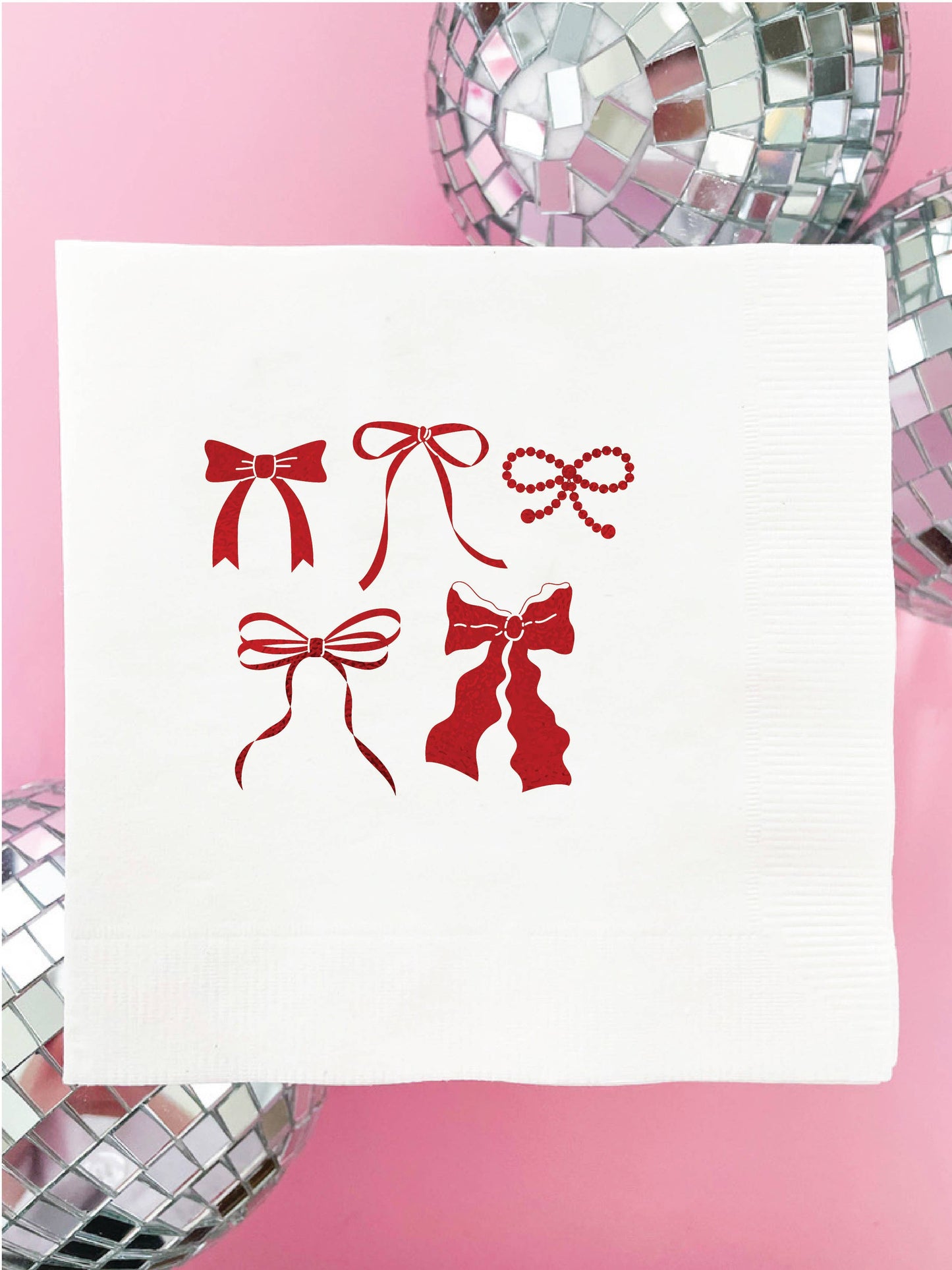 Red & White Bow Christmas Napkins