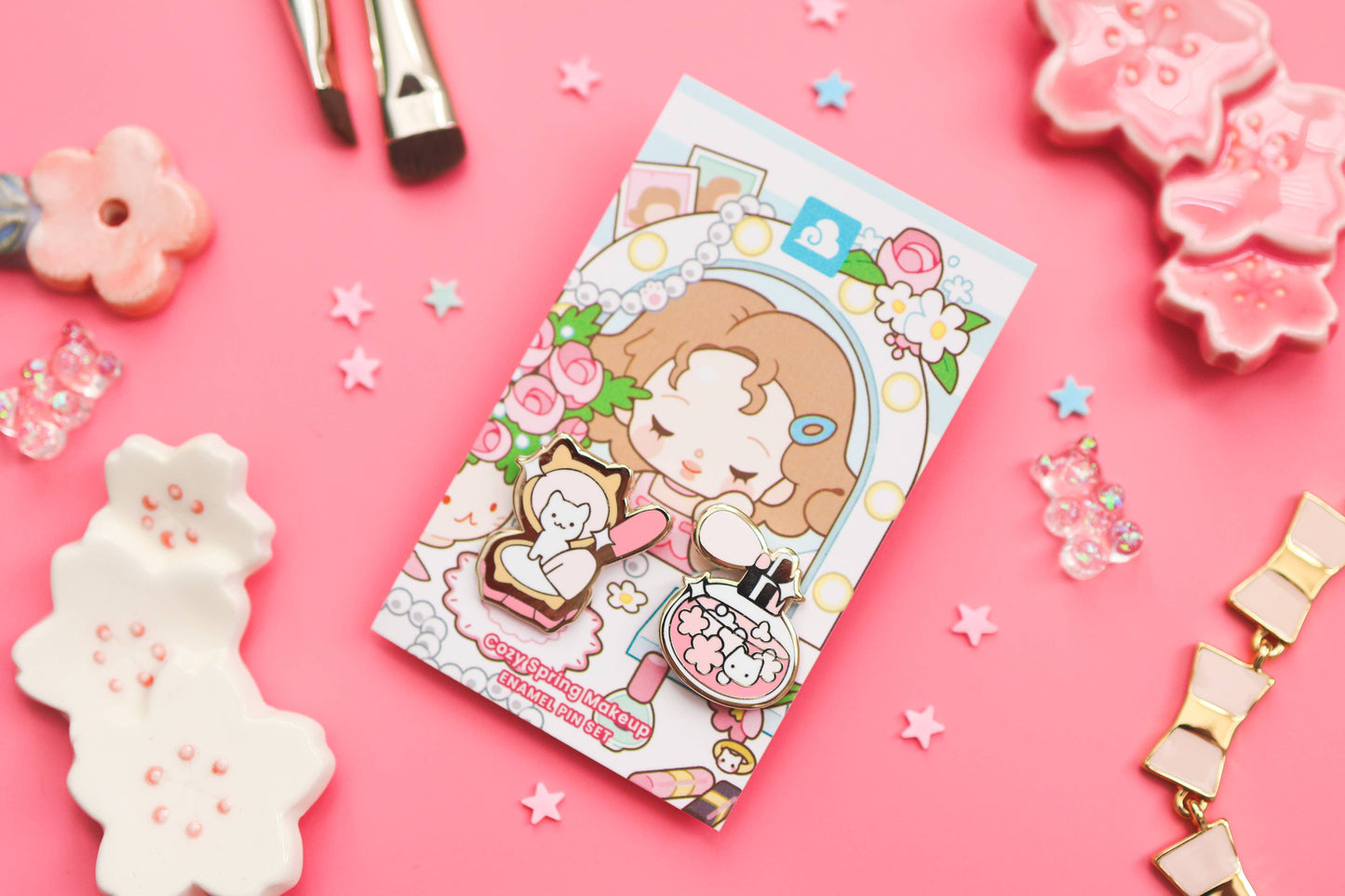 Enamel Pin - Cozy Spring Makeup Pin Set