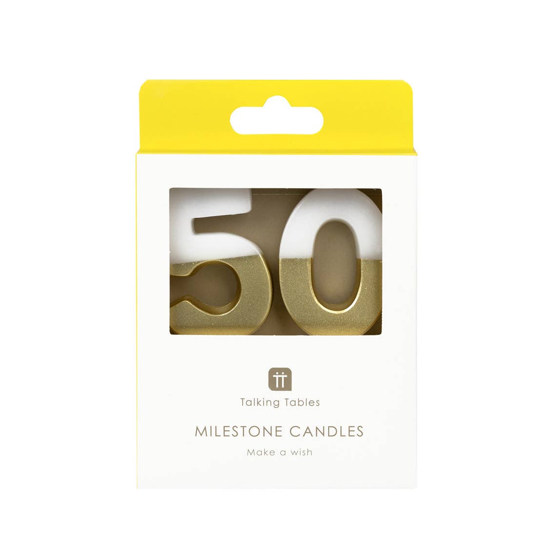 White & Gold Number Candle - 50 | Milestone Birthday |