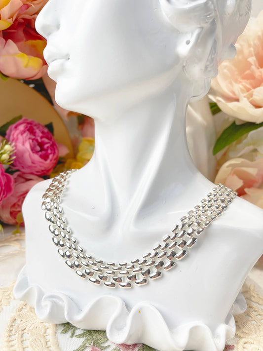 Silver mesh chain necklace, silver chain, silver necklace