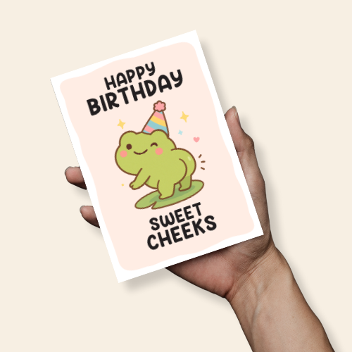 Happy Birthday Sweet Cheeks Frog Funny Greeting Card