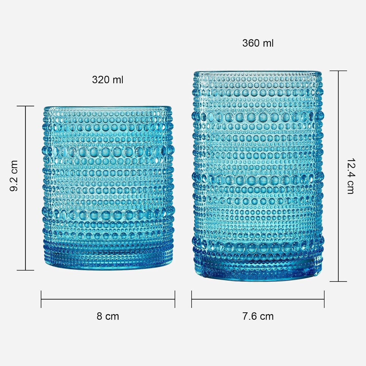 Hobnail Drinking Glasses Colored Beaded Drinking Set of 12