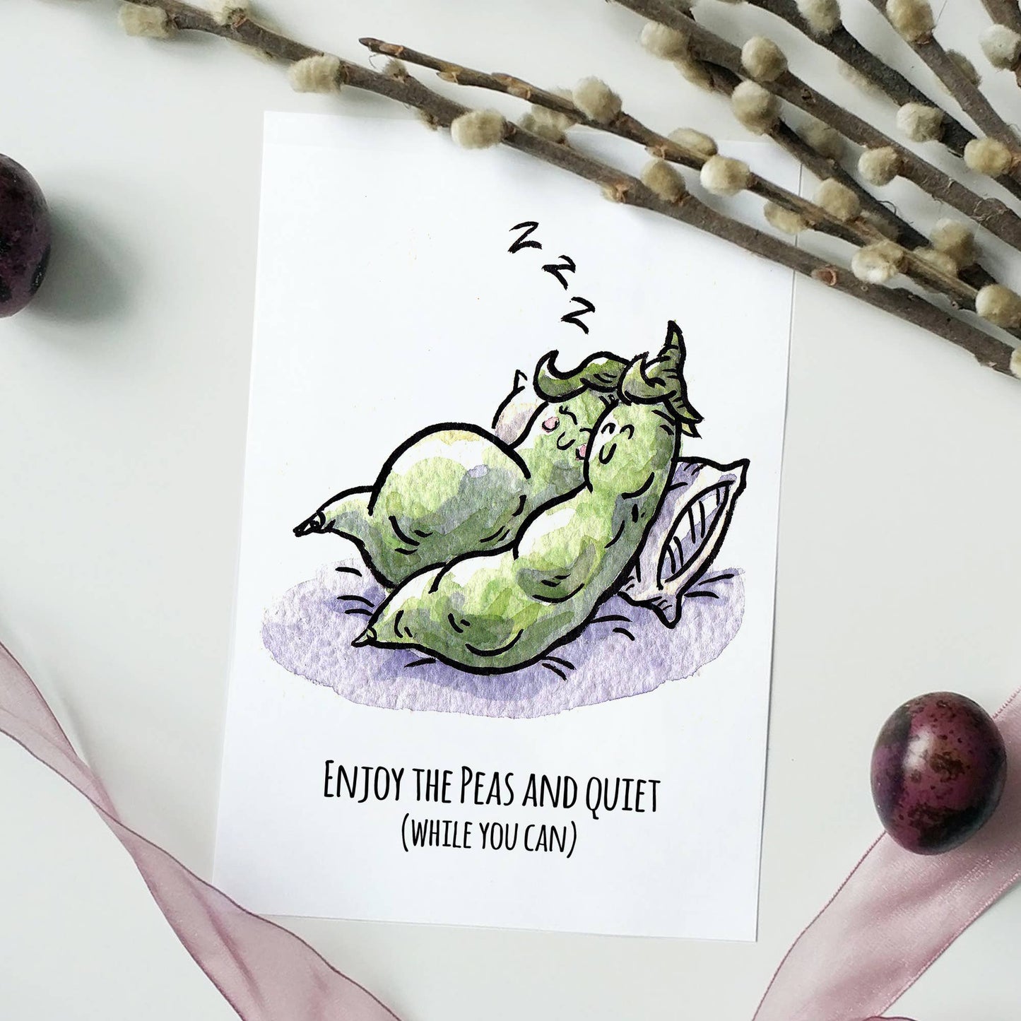 "Peas and Quiet" - Baby Shower, New Mom, Pregnancy Card