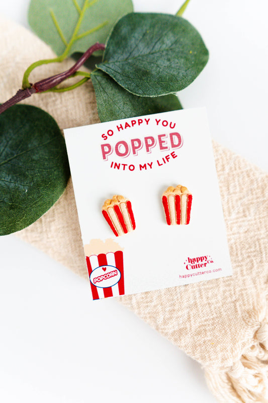 Popcorn Clay Stud Earrings | Foodie Lover Gift