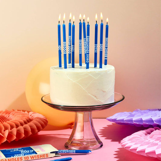 Wishing You: Long 5" Birthday Candles (10 Pack), Royal Blue