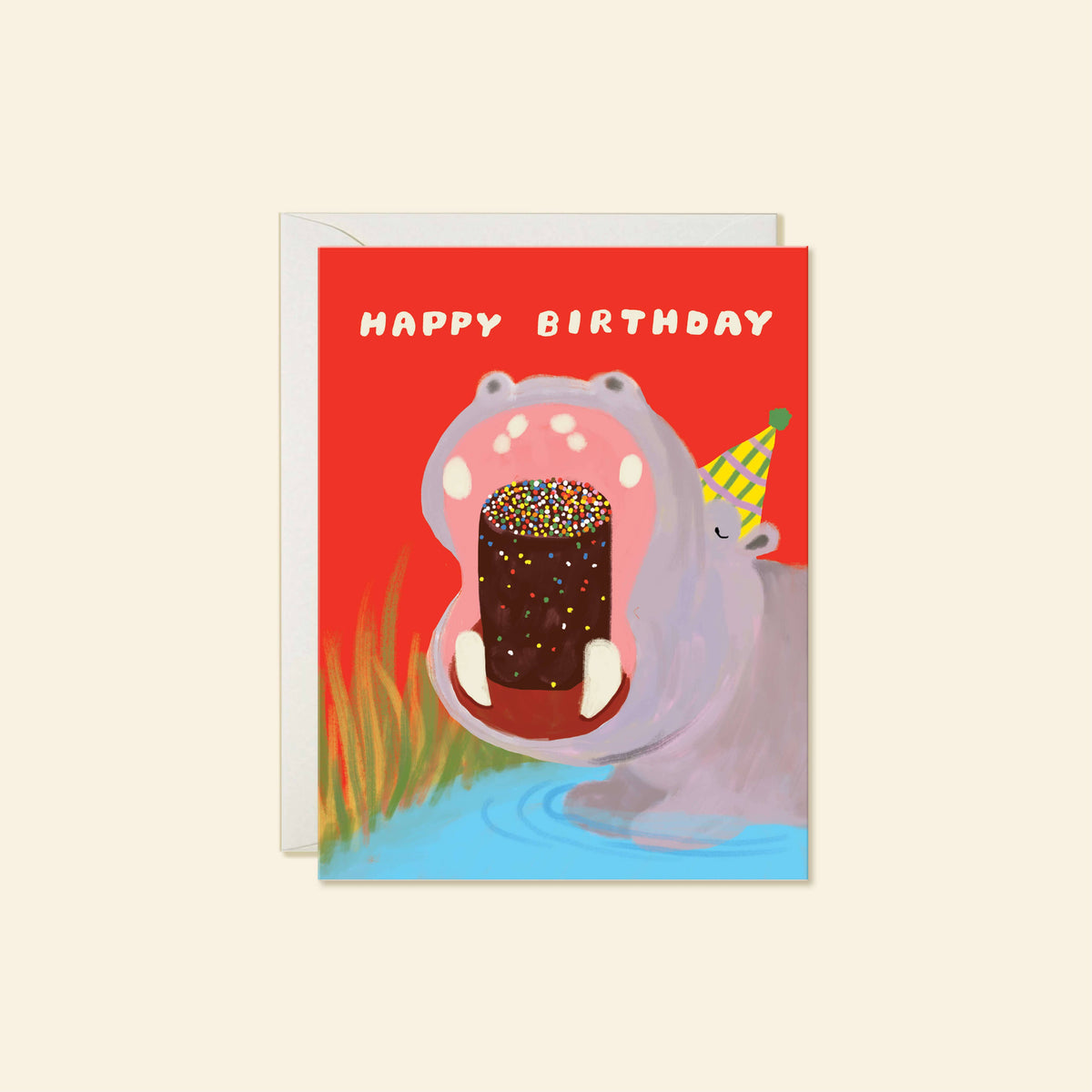 Hippo Birthday – Funny & Whimsical Animal Greeting Card