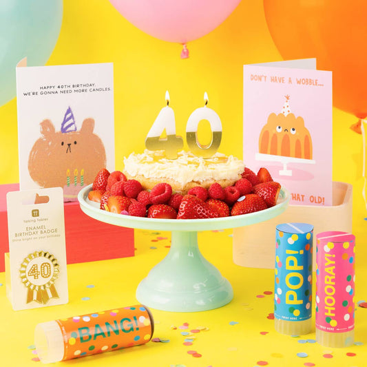 Gold Enamel Birthday Pin Badge | 40 | Milestone Birthday |