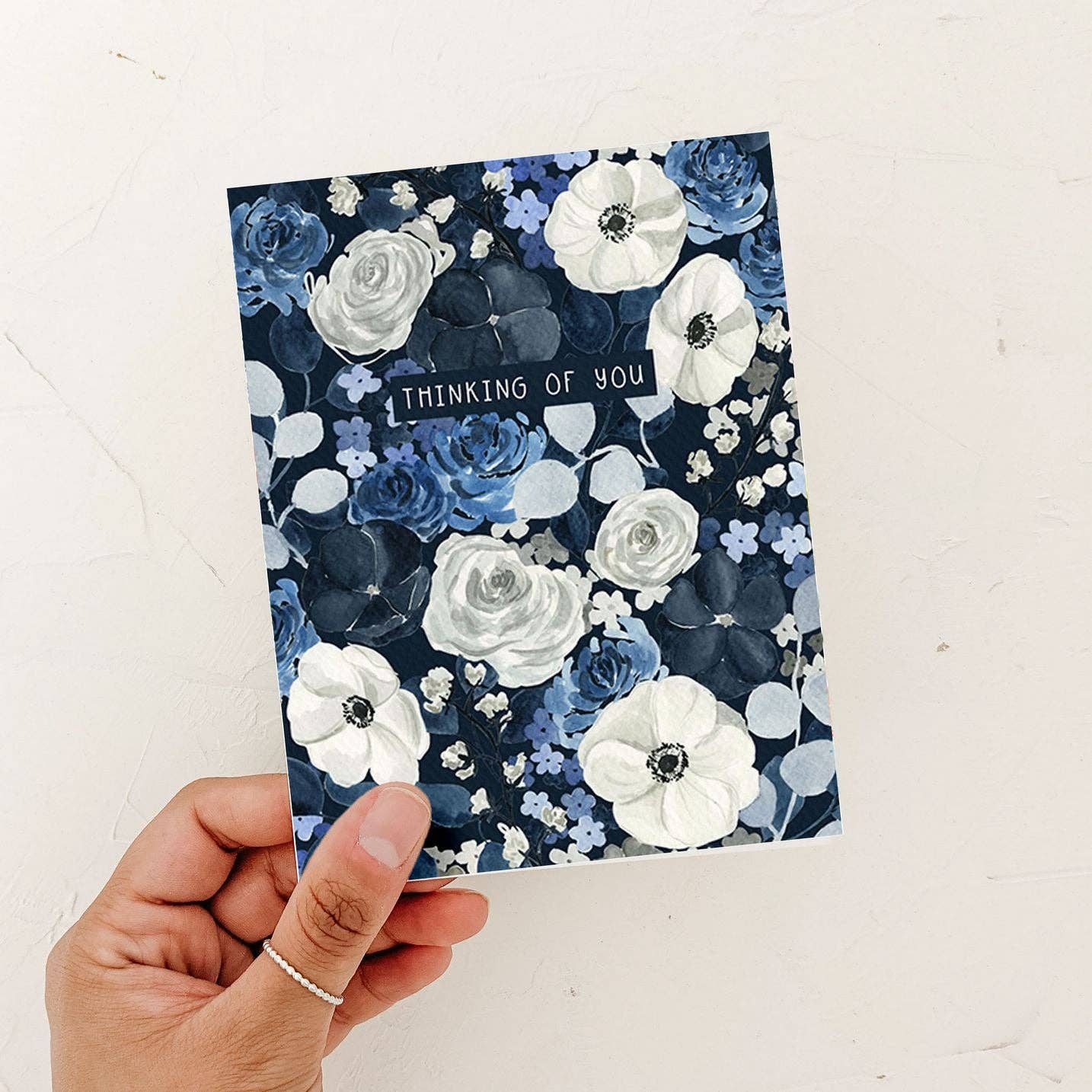 Navy Floral Thinking of You Card | Sympathy Card