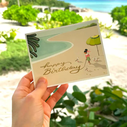Sand Writing Birthday Card