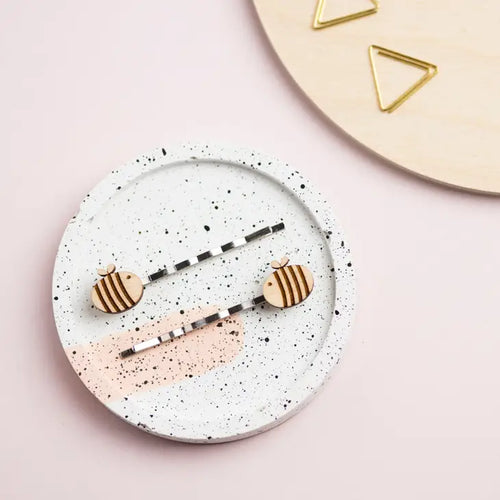Wooden Bumble Bee Hair Slides - Front & Company: Gift Store