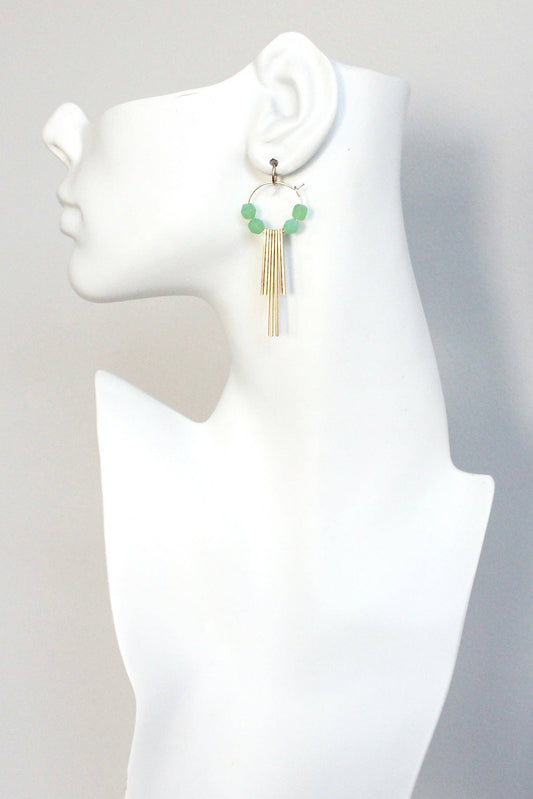 KYLE26 mint glass geometric hoop earrings