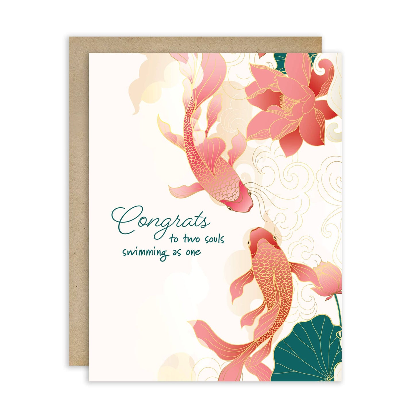 Koi Fish Asian Wedding Cards | Elegant Chinese Two Souls Swimming
