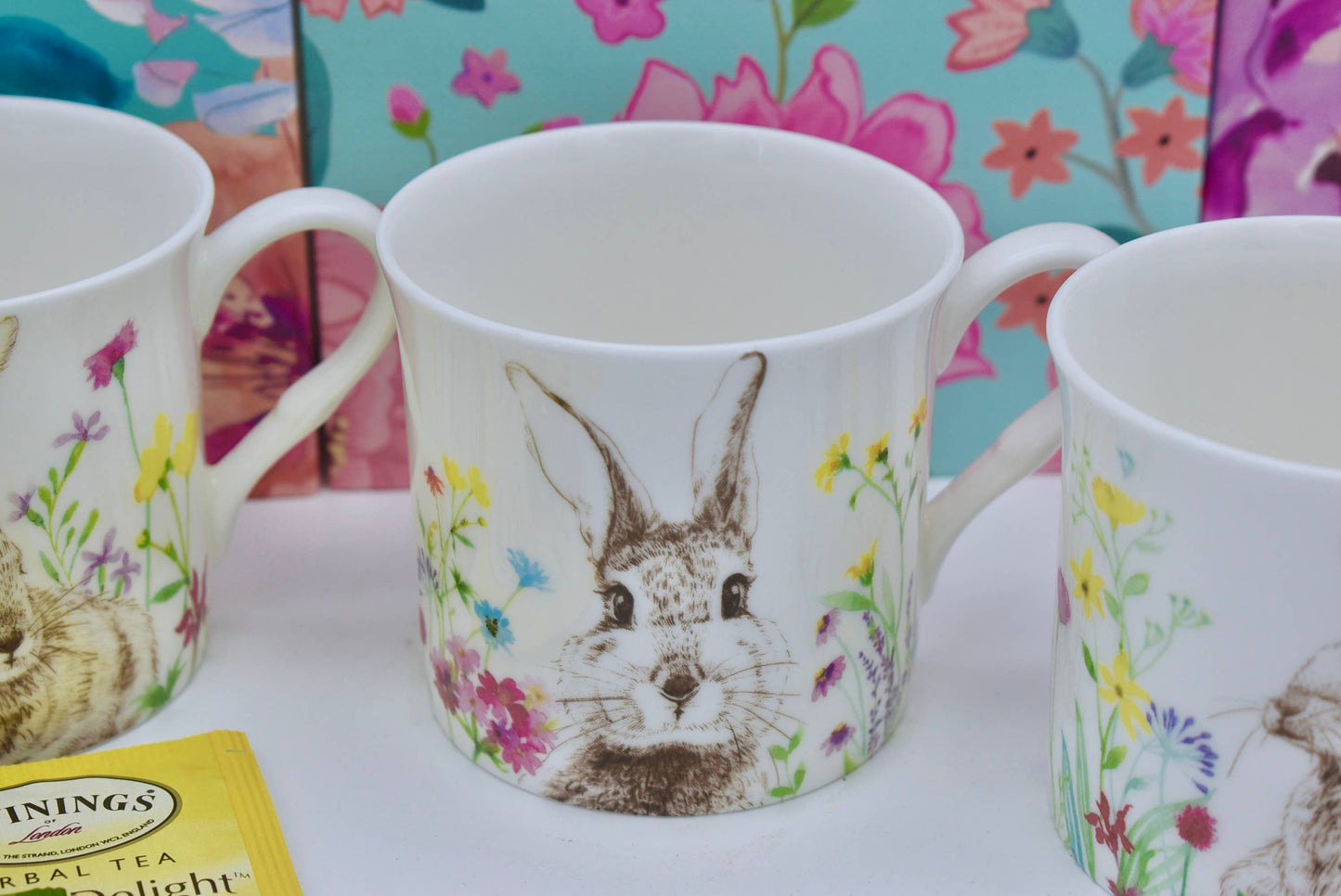 Easter Bunny Spring Flowers Bone China Mug Cup