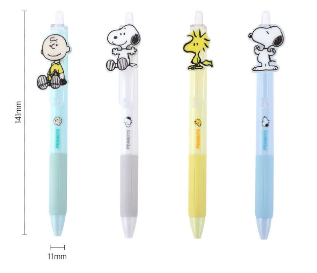 Peanuts Chracters Clip Ballpoint Pen 0.5mm Black