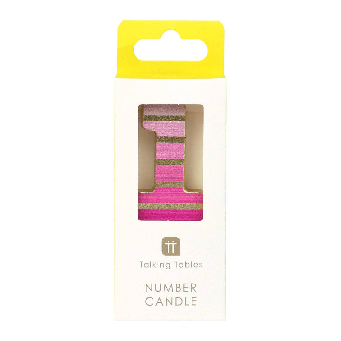 Pink & Gold Number Birthday Candle - 1 | Cake Candles |