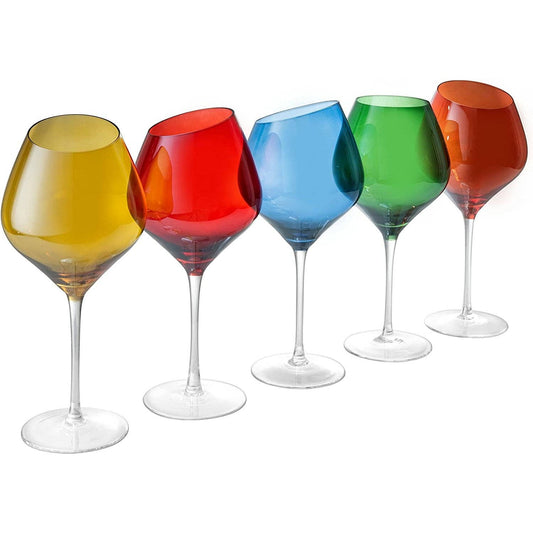 Slant Rim 20oz Colored Wine Glasses Assorted Colour