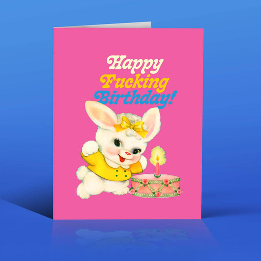 PINK BUNNY! birthday card