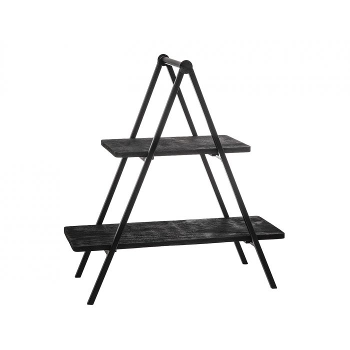 Black Wood/iron 2 Tier Stand