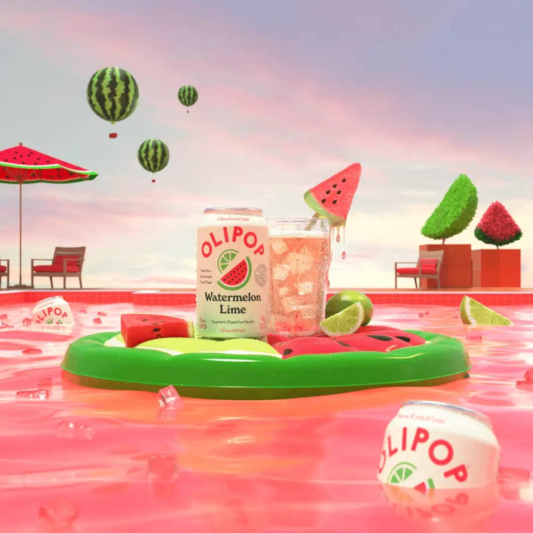 OLIPOP Prebiotic Soda, Watermelon Lime, 12 fl oz