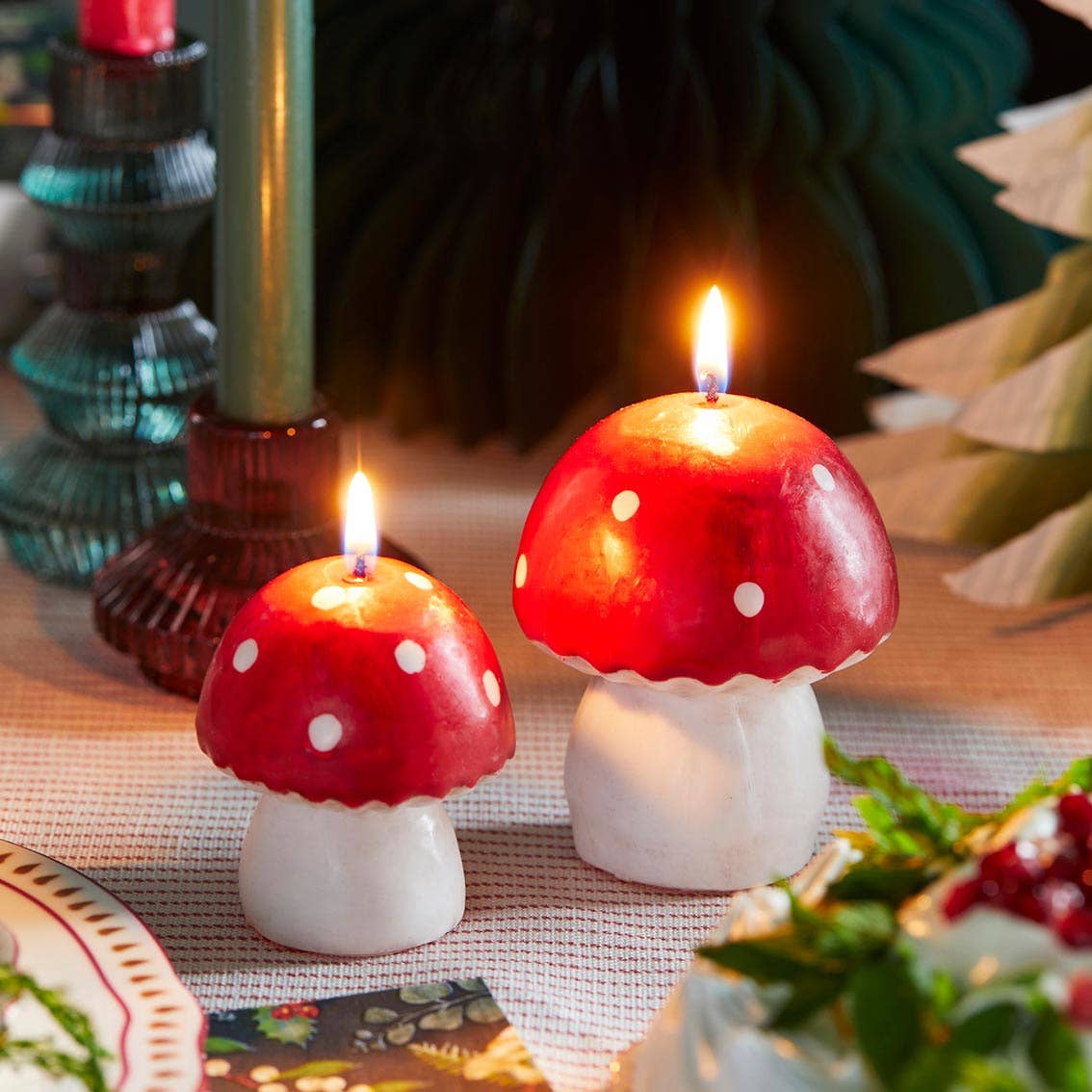 Red Toadstool Mushroom Candle | Small | Christmas |
