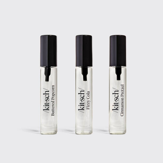 Movie Theater Hair Perfume Trio Set - Buttered Popcorn, Fizzy Cola, Cinnamon Pretzel