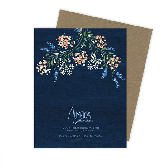 Navy Floral Congratulations Ring Engagement Card
