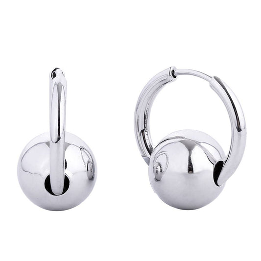 14K Gold-Dipped Sphere Round Hoop Huggie Earring