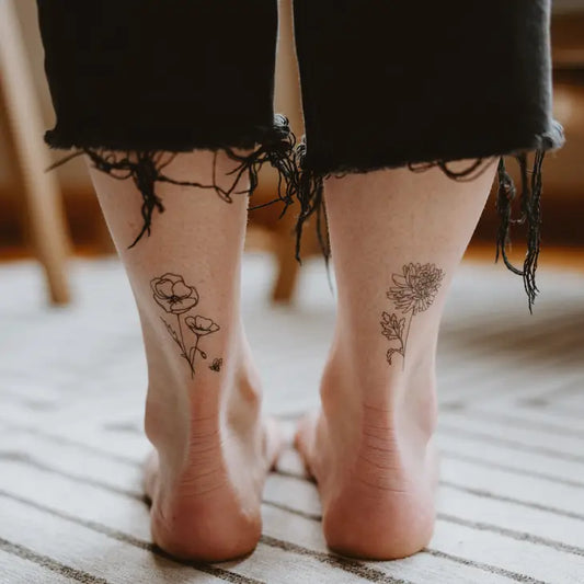 November Birth Flower - Chrysanthemum Temporary Tattoos