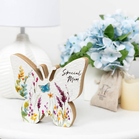Mom - 5" MDF Butterfly Plaque