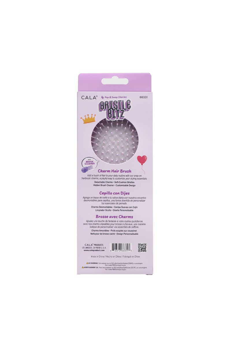 Purple Bristle Bitz Charm Hair Brush