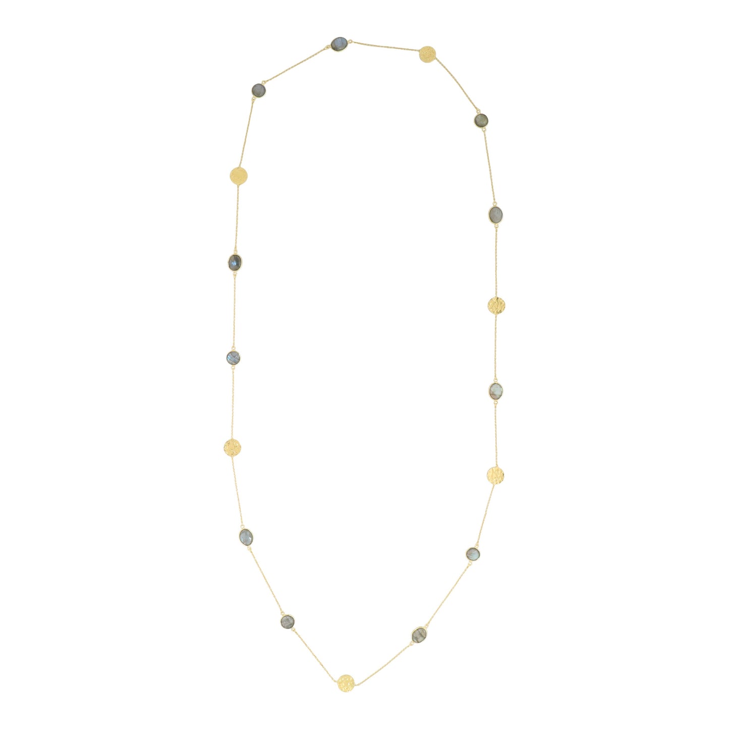 Labradorite and Hammered Disc Necklace