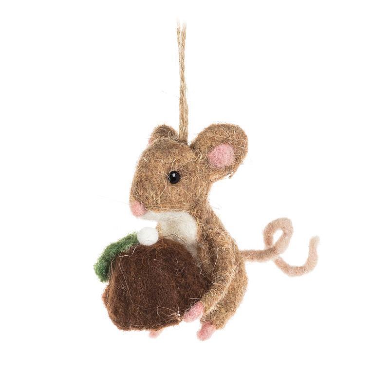 Download Images Mouse with Christmas Pudding Ornament-3"H