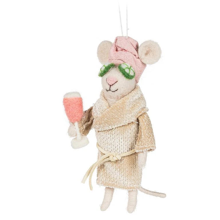 Felt Mice Ornament: Spa Day Sloane Mouse Holiday Ornament