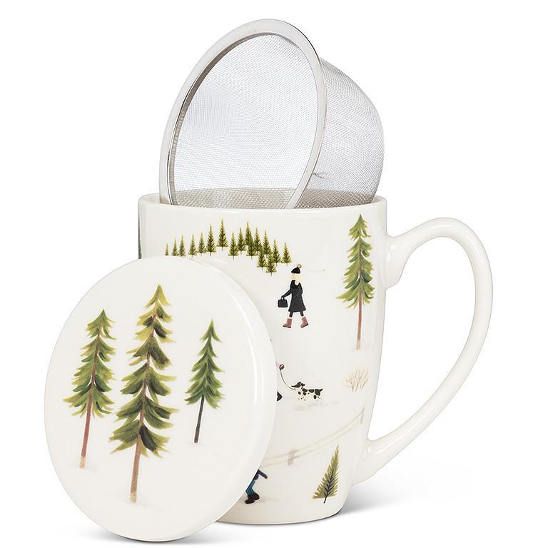 Outdoor Village Covered Mug & Strainer-4.25"H(12oz)