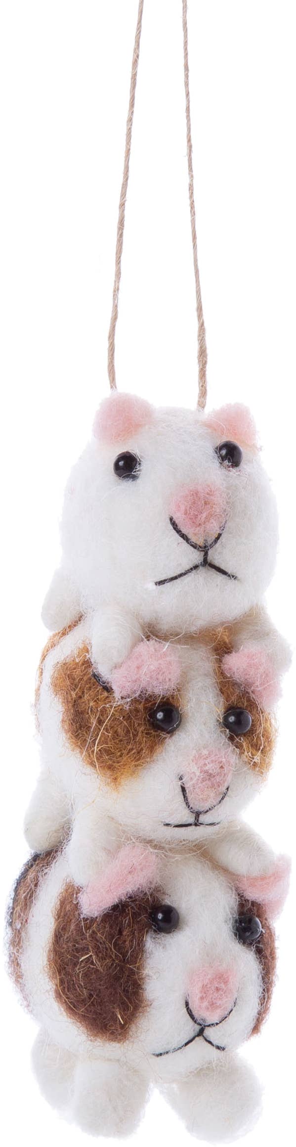 A13371:Felt guinea pig stack ornament, 3.75 in