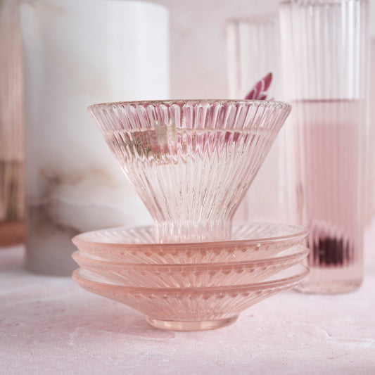Pressed Pink Glass Small Plates