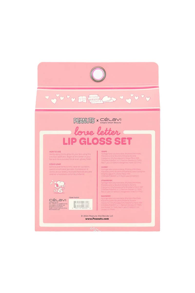 Peanuts Love Letters Lip Gloss 4pc