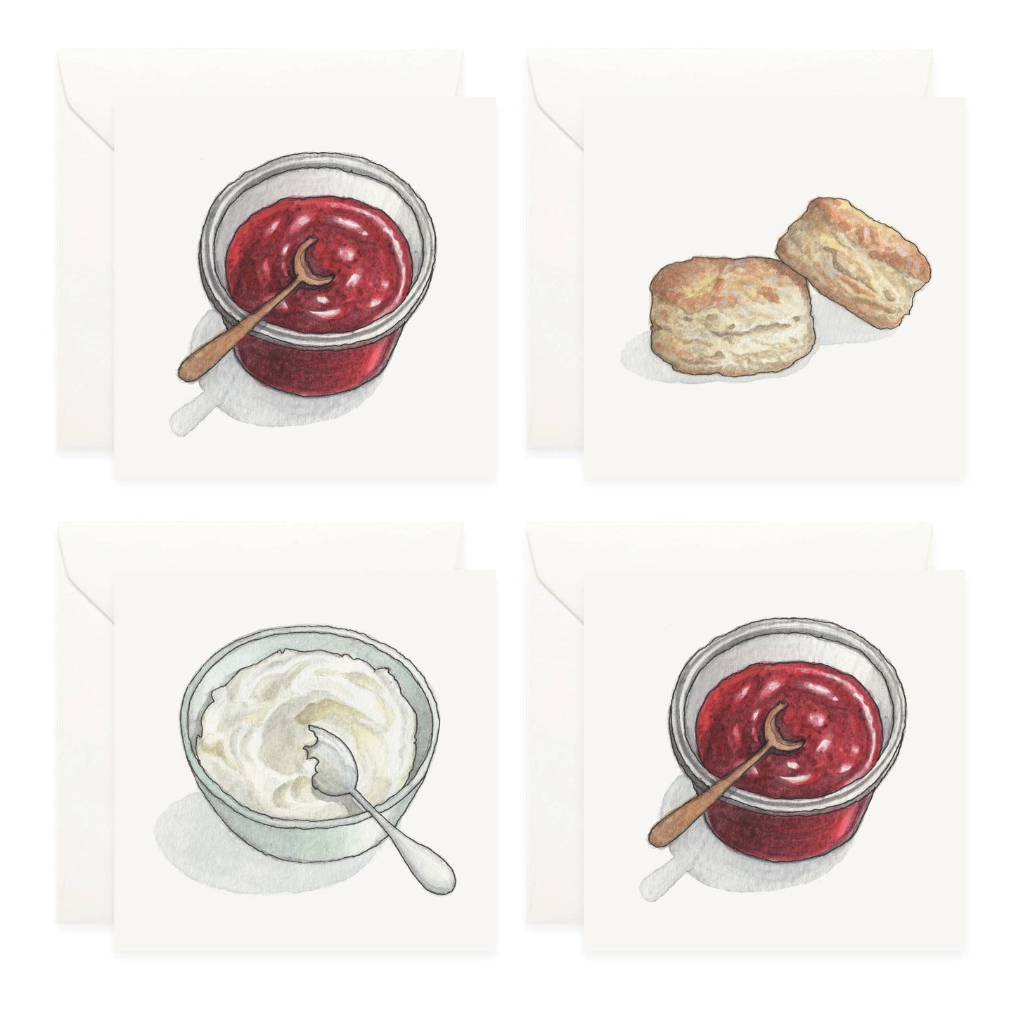 Tea / Mini Cards Set . Afternoon Tea Scones