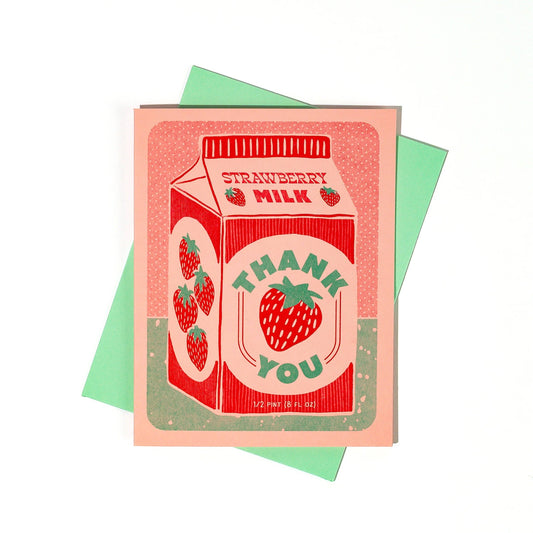 Strawberry Milk Thank You - Risograph Card
