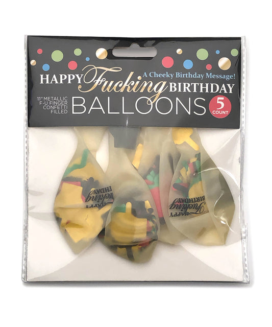 Happy Fucking Birthday FU Finger Confetti Balloons Pack of 5