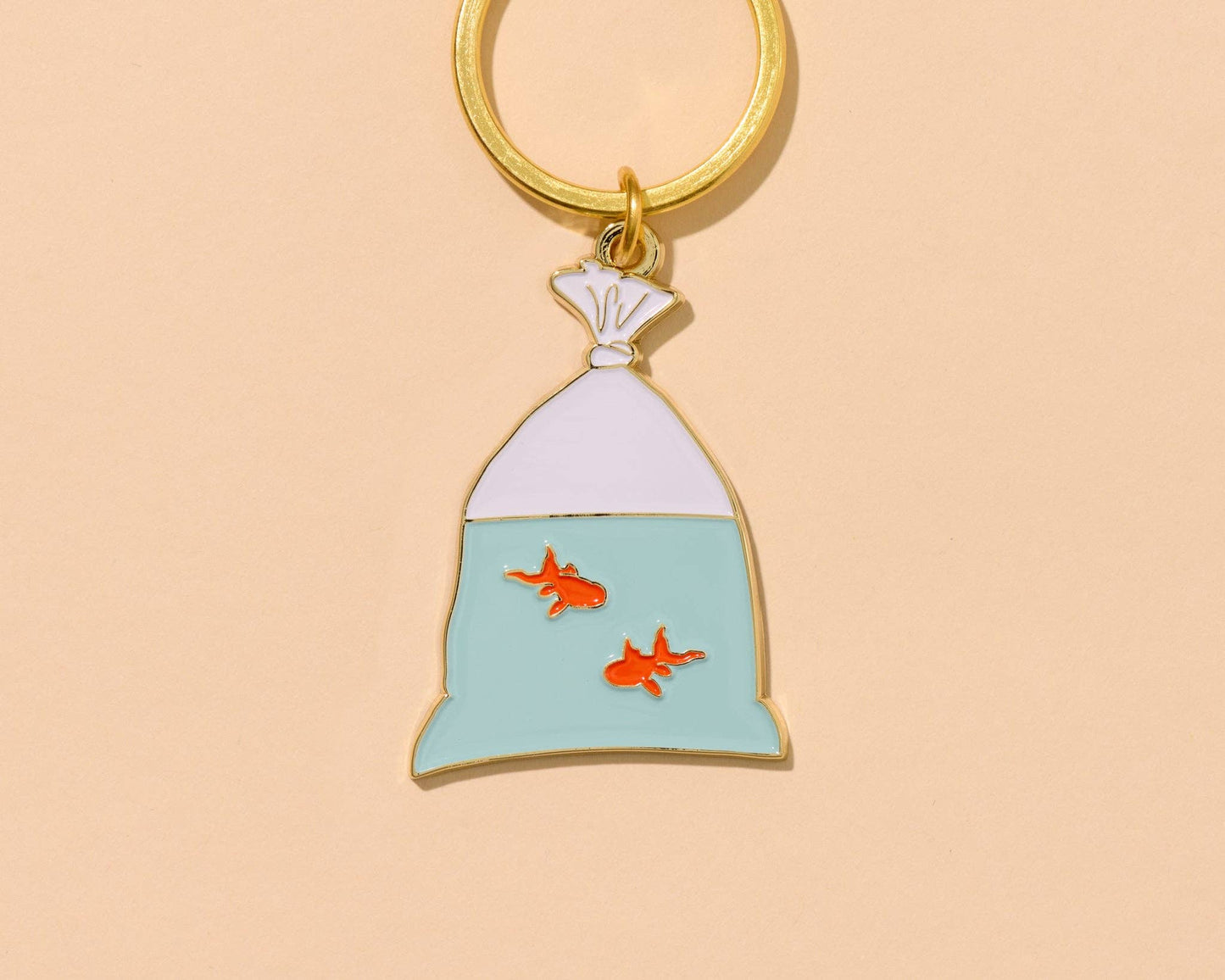Goldfish in a Bag Enamel Keychain - Valentines Day Gift Mothers Day - Bag Charm
