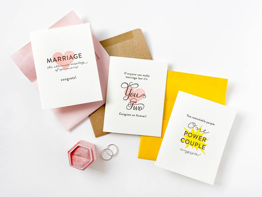 Power Couple - Letterpress Wedding Marriage Congrats Card